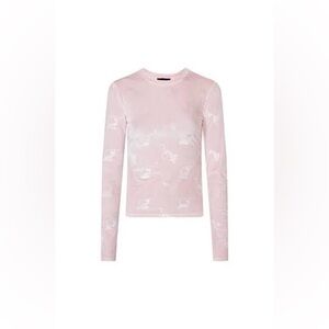 NWT BabyPhat Cat Logo Pleated Velour Velvet Baby Light Pink Y2K Long Sleeve Top